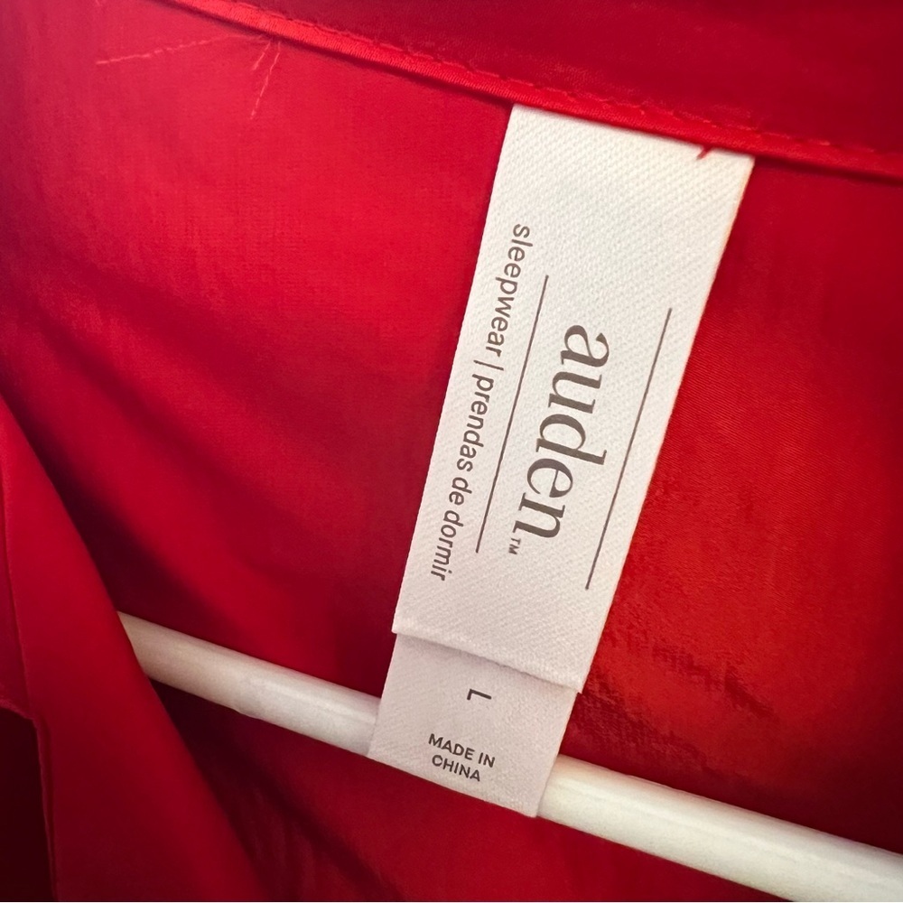 NWT Auden Satin Notch Collar Night Gown- Red Size L - Picture 5 of 6